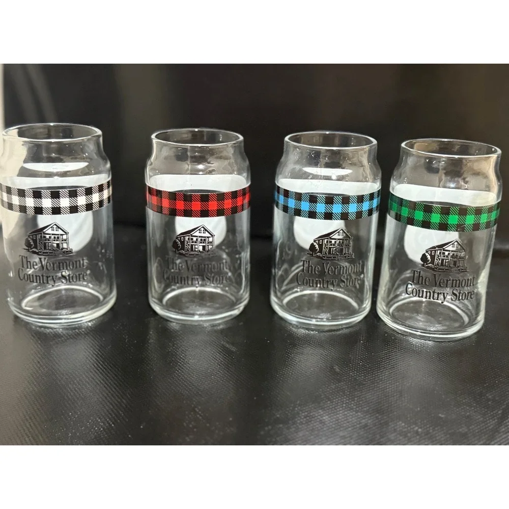 Vermont‎ Country Store 75 Years Anniversary Plaid Can Glass Set Barware